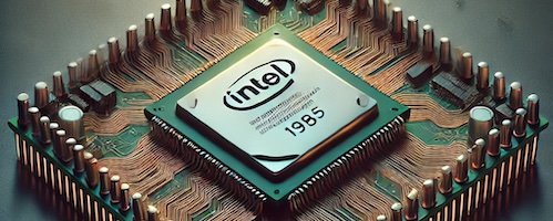 Intel 386 processor with 32-bit architecture from 1985